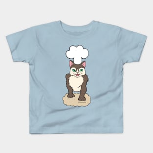 Maine Coon Cat Kneading Biscuits Kids T-Shirt